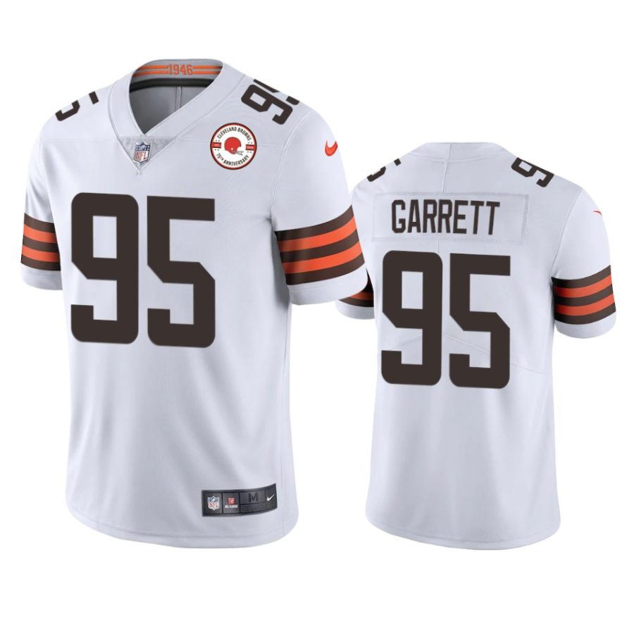 browns myles garrett white 75th anniversary patch jersey