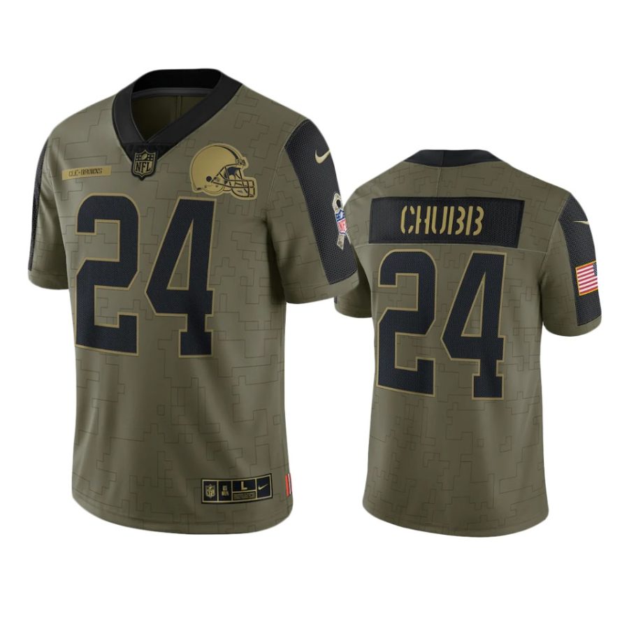 browns nick chubb olive limited 2021 salute to service jersey