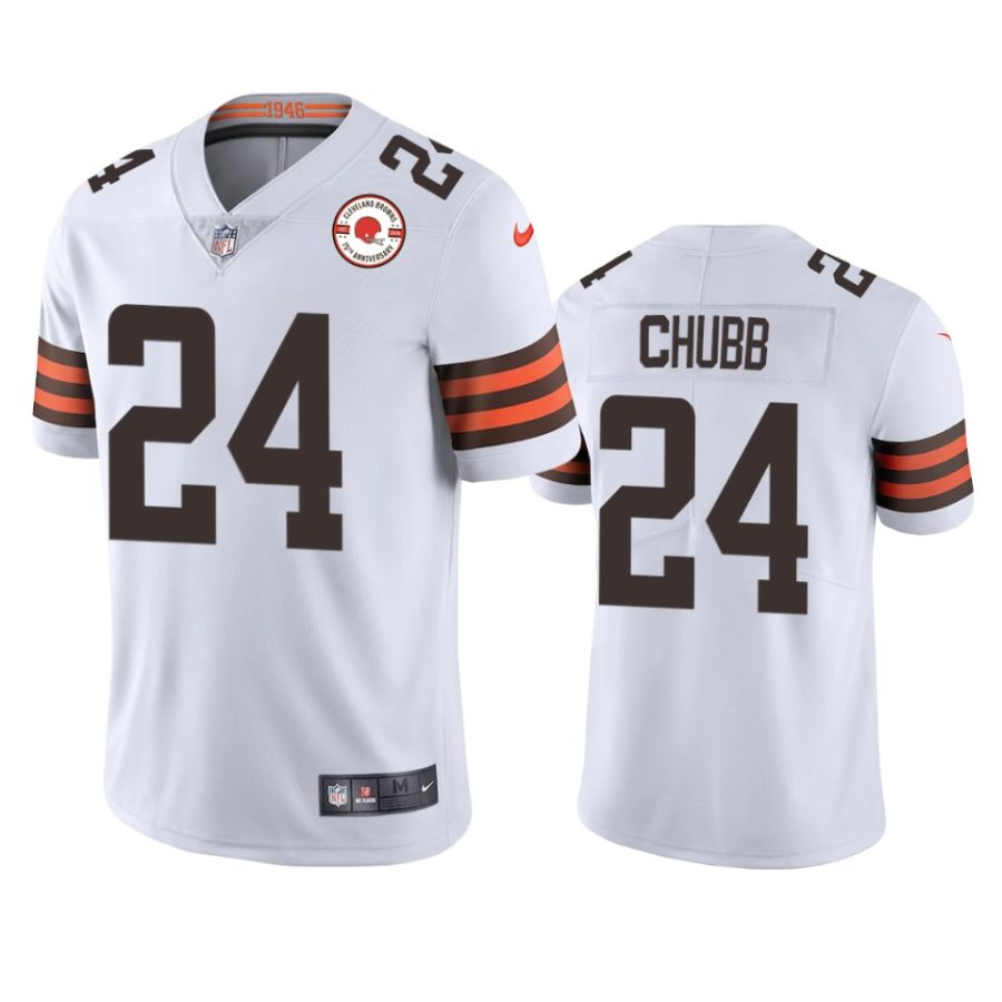 browns nick chubb white 75th anniversary patch jersey