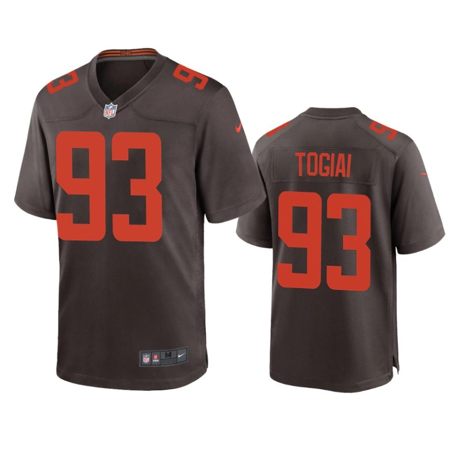 browns tommy togiai brown alternate game jersey