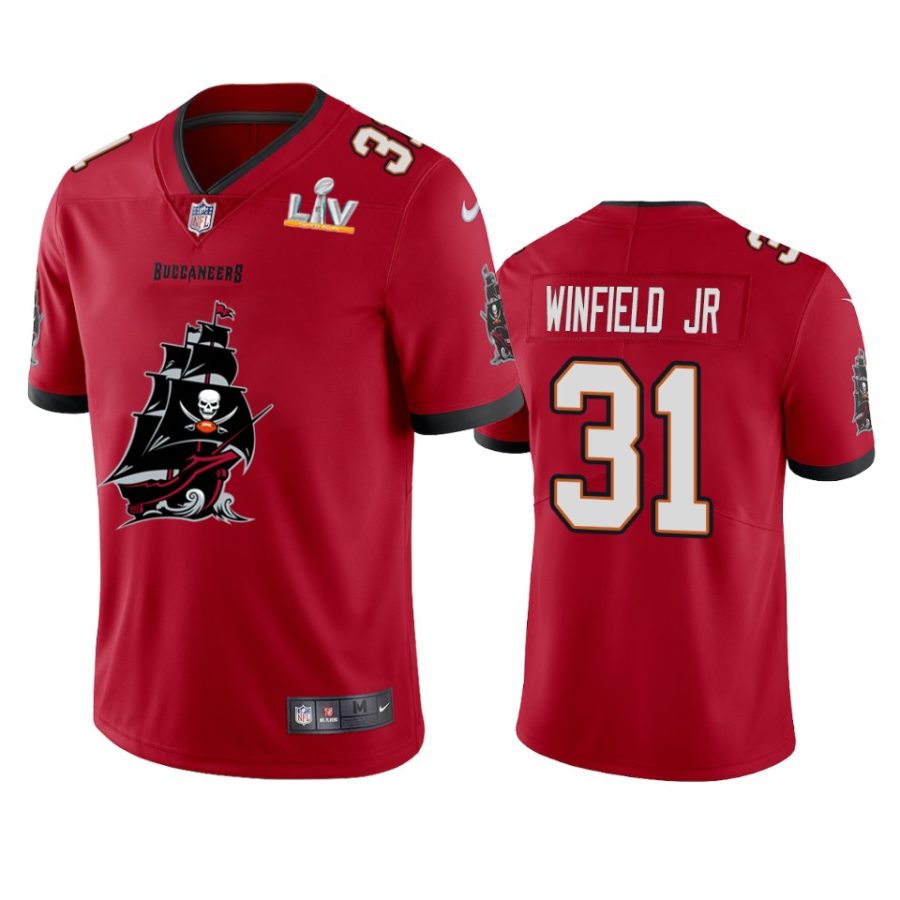 buccaneers antoine winfield jr. red super bowl lv champions team logo jersey