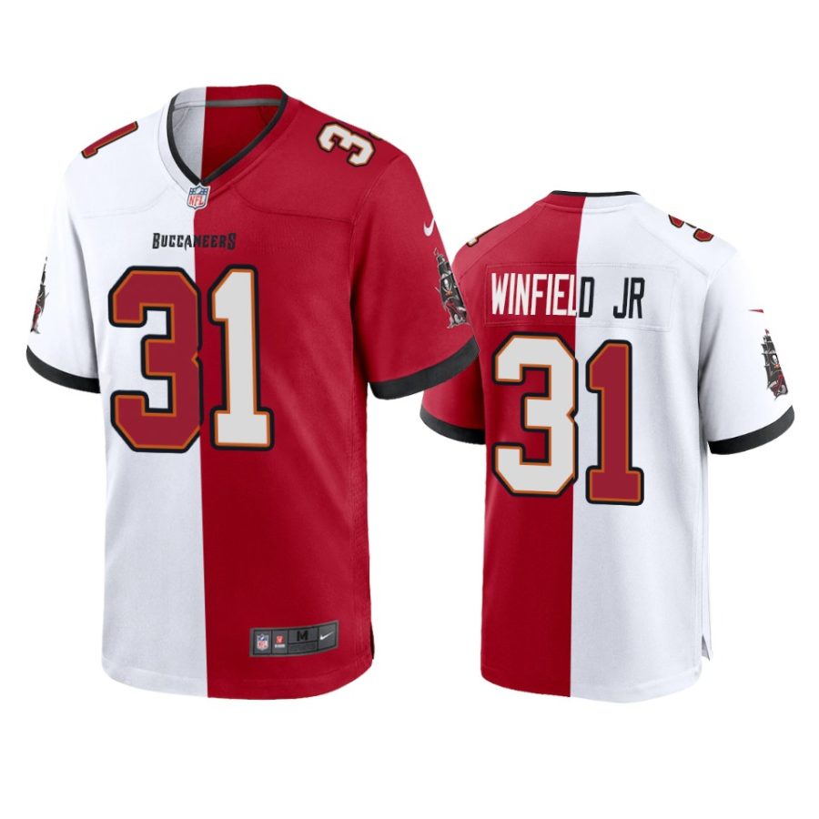 buccaneers antoine winfield jr. red white split two tone jersey