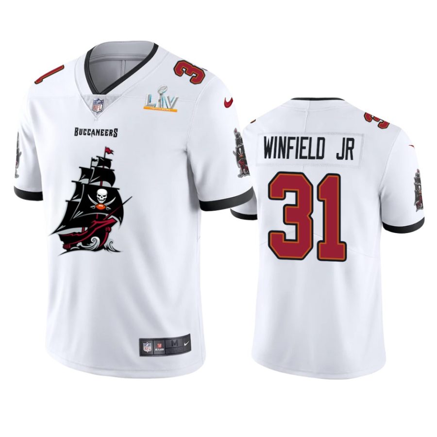 buccaneers antoine winfield jr. white super bowl lv champions team logo jersey