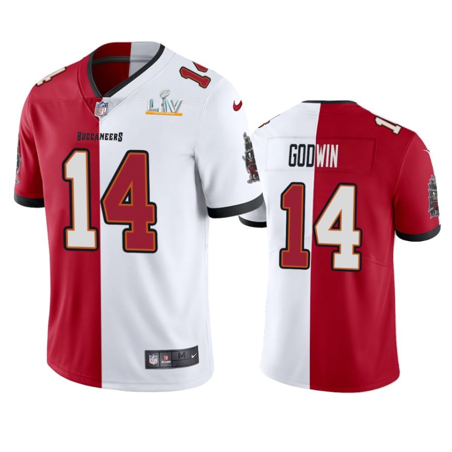 buccaneers chris godwin red white super bowl lv split jersey