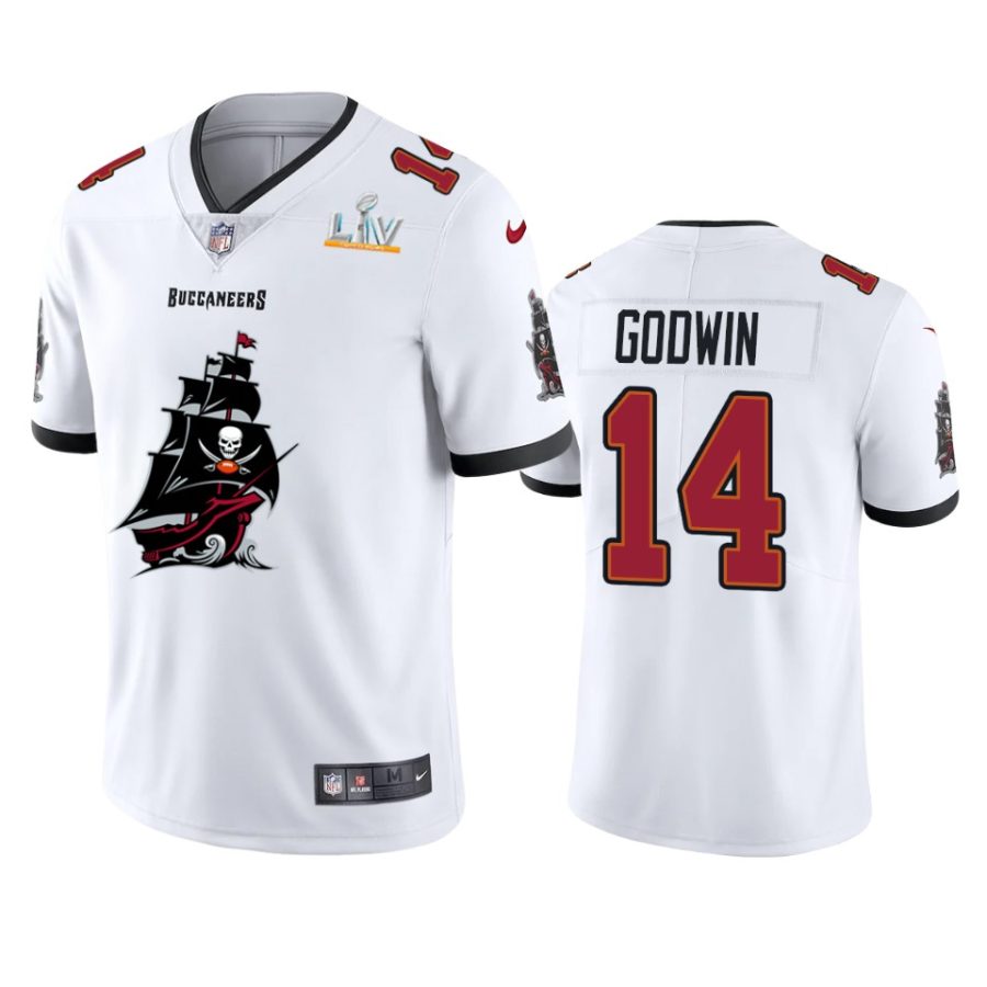 buccaneers chris godwin white super bowl lv champions team logo jersey