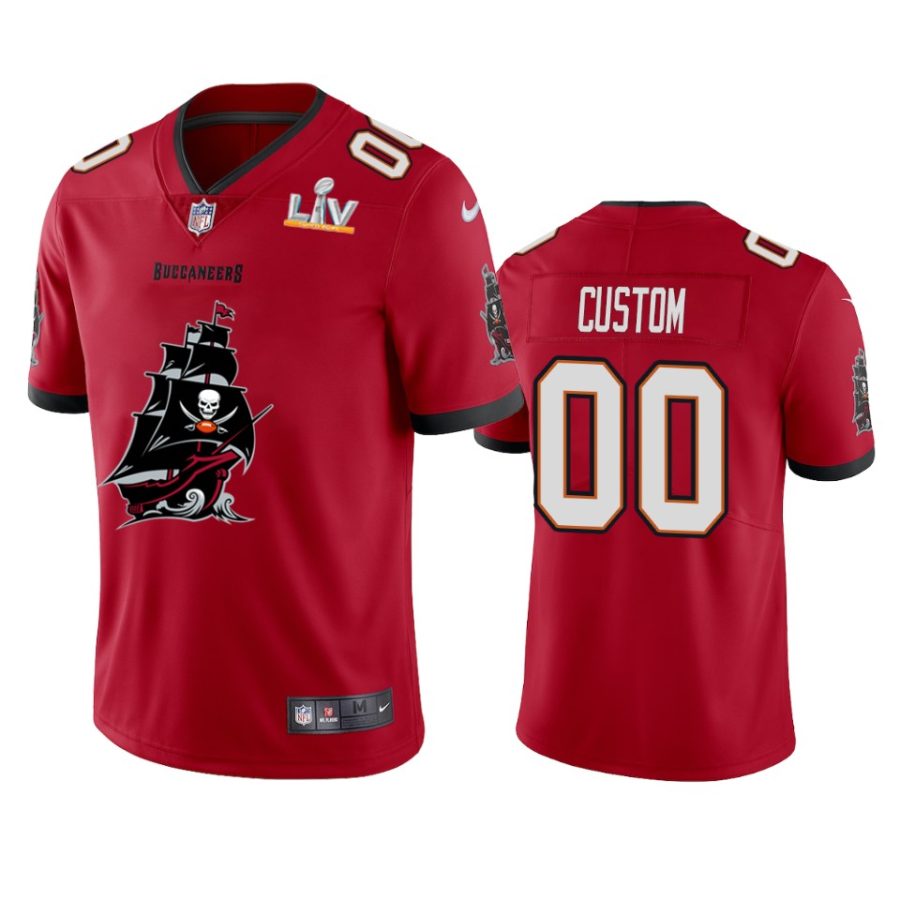 buccaneers custom red super bowl lv champions team logo jersey