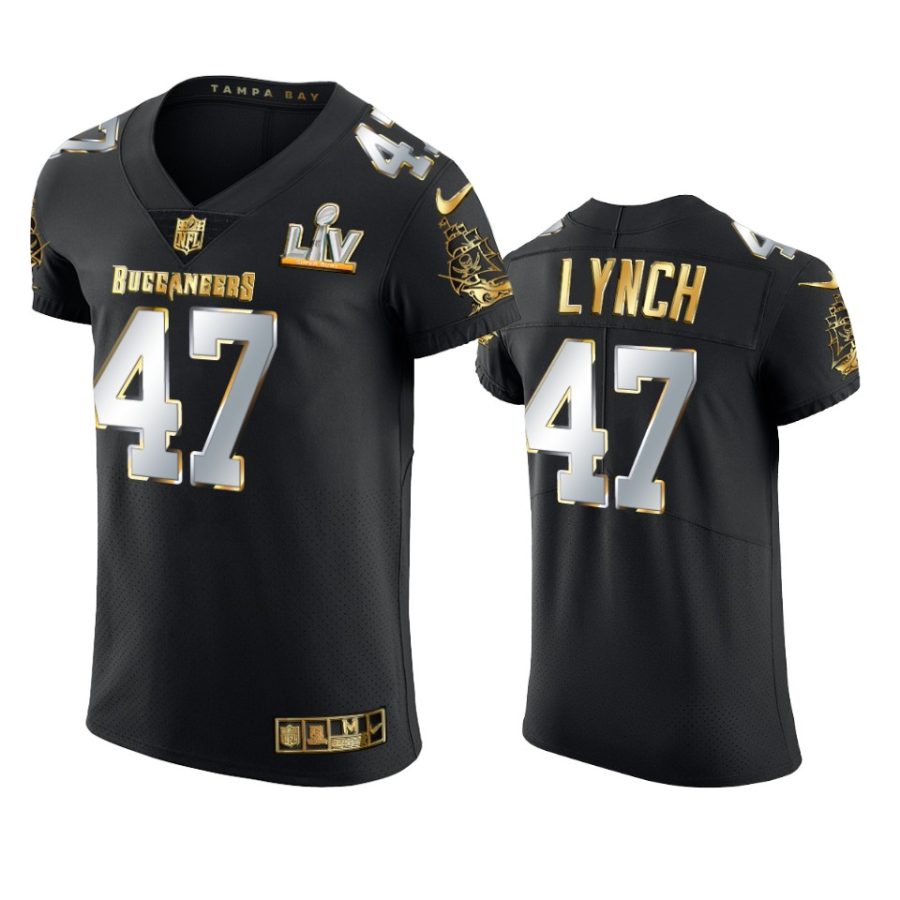 buccaneers john lynch black golden elite super bowl lv jersey