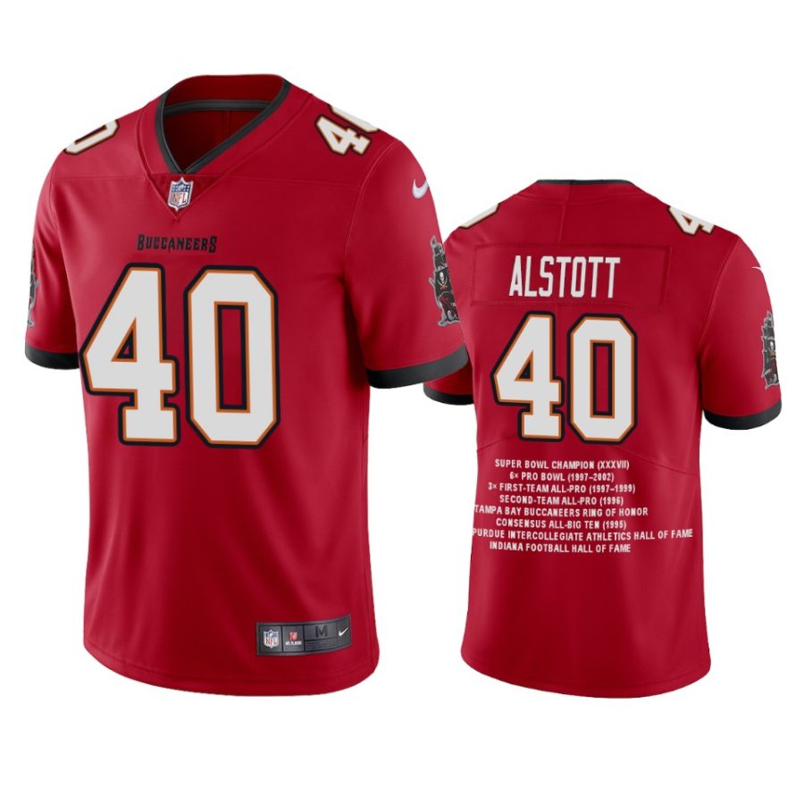 buccaneers mike alstott red career highlight limited edition jersey