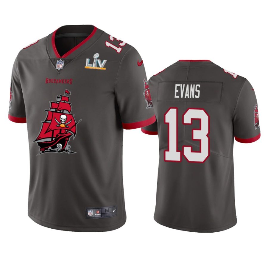 buccaneers mike evans pewter super bowl lv champions team logo jersey