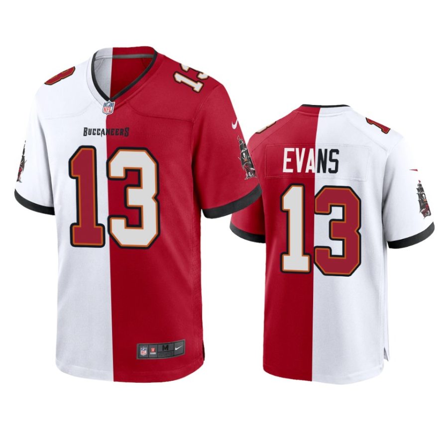 buccaneers mike evans red white split two tone jersey