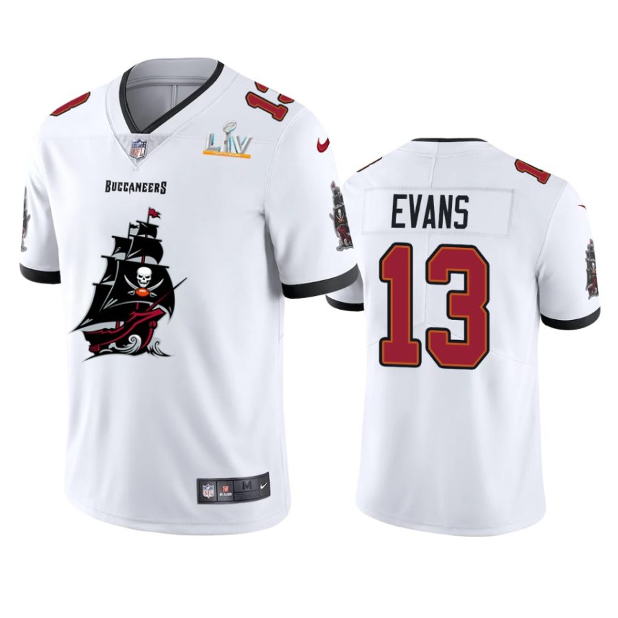 buccaneers mike evans white super bowl lv champions team logo jersey