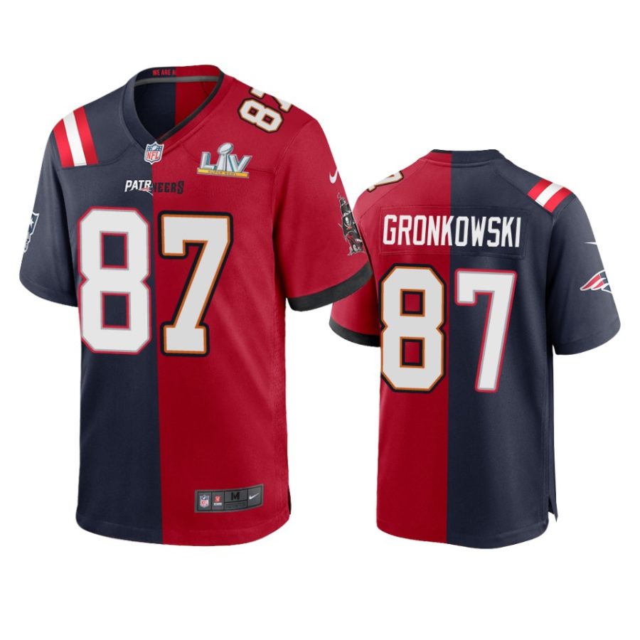 buccaneers rob gronkowski navy red super bowl lv split game jersey