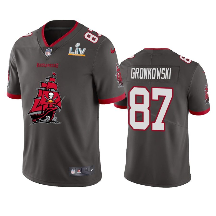 buccaneers rob gronkowski pewter super bowl lv champions team logo jersey