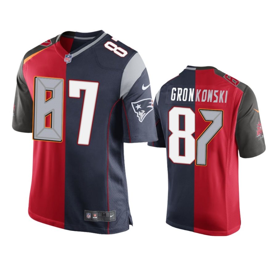 buccaneers rob gronkowski red navy split two tone jersey