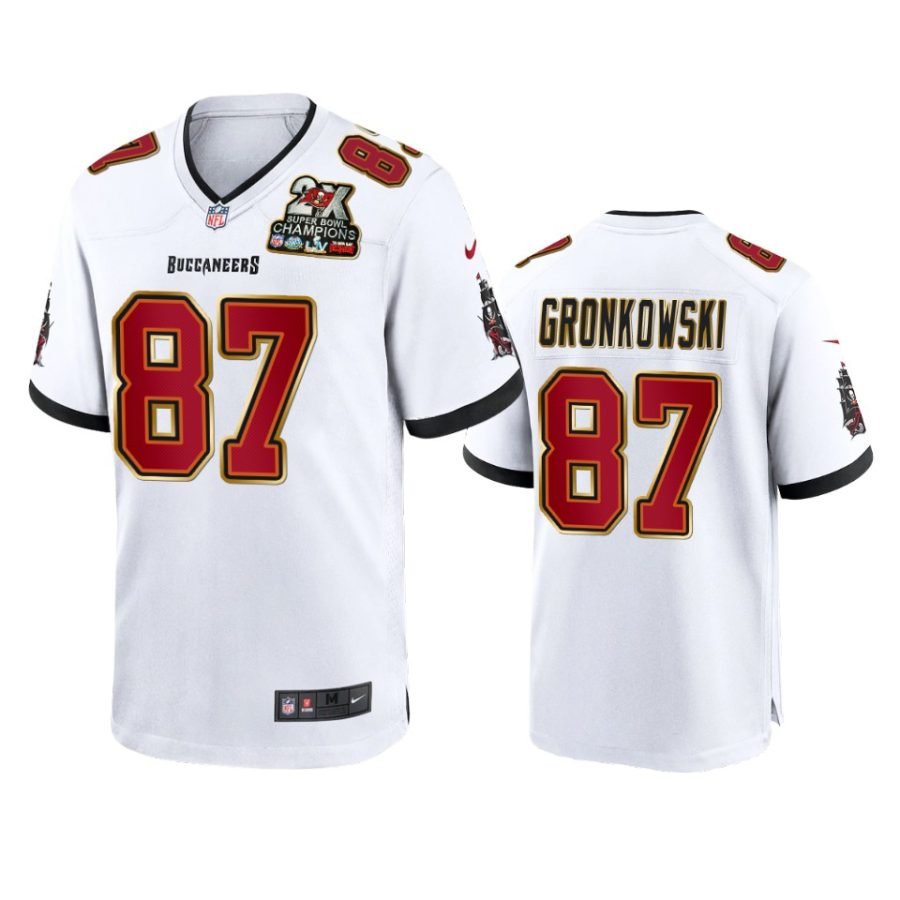 buccaneers rob gronkowski white 2x super bowl champions patch game jersey