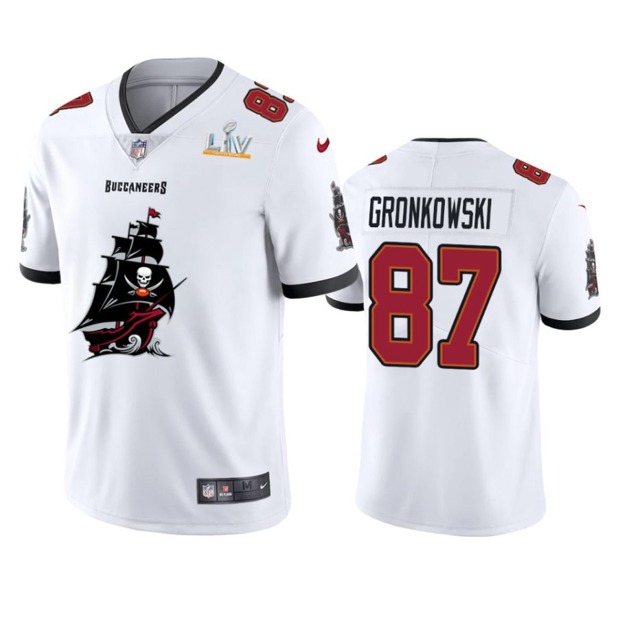 buccaneers rob gronkowski white super bowl lv champions team logo jersey