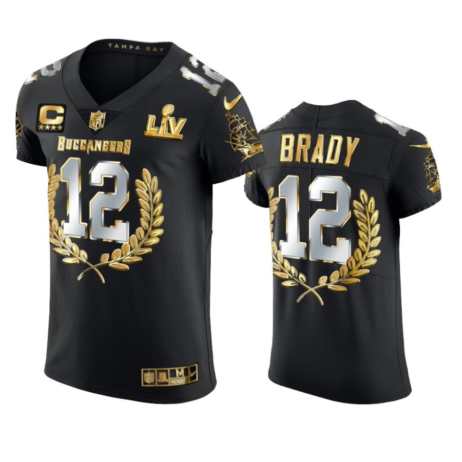 buccaneers tom brady black super bowl lv champions mvp golden edition jersey