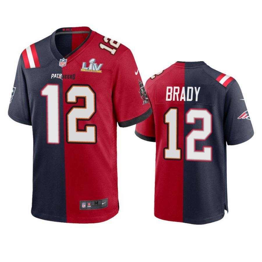 buccaneers tom brady navy red super bowl lv split game jersey