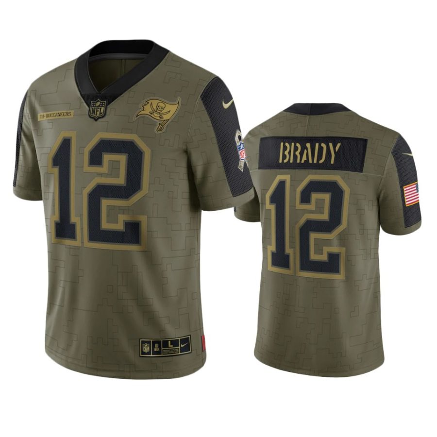 buccaneers tom brady olive limited 2021 salute to service jersey