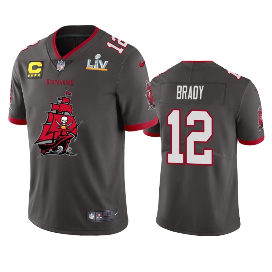 buccaneers tom brady pewter super bowl lv champions team logo jersey