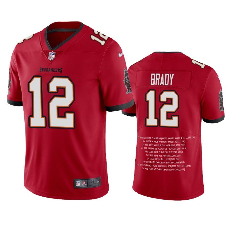 buccaneers tom brady red career highlight limited edition jersey