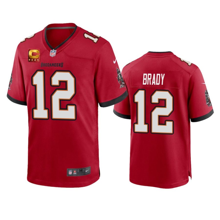 buccaneers tom brady red game captain patch jersey