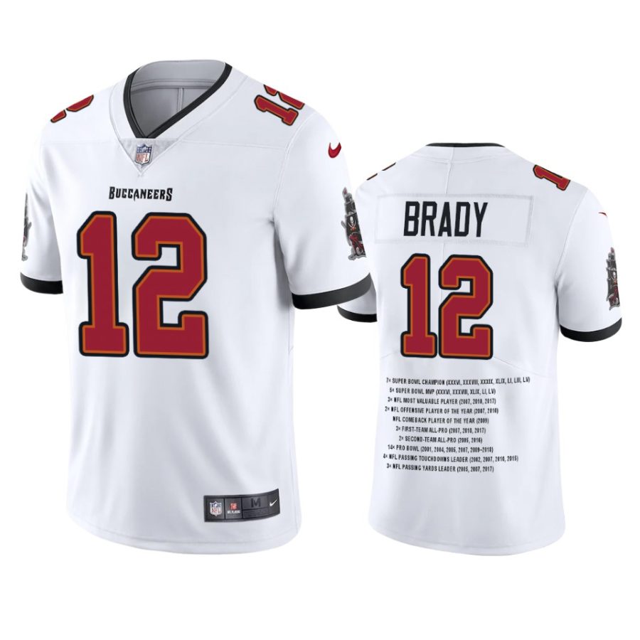 buccaneers tom brady white career highlight limited edition jersey