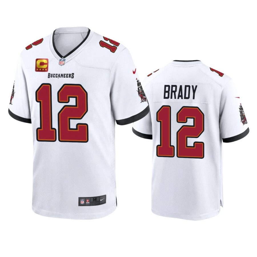 buccaneers tom brady white game captain patch jersey