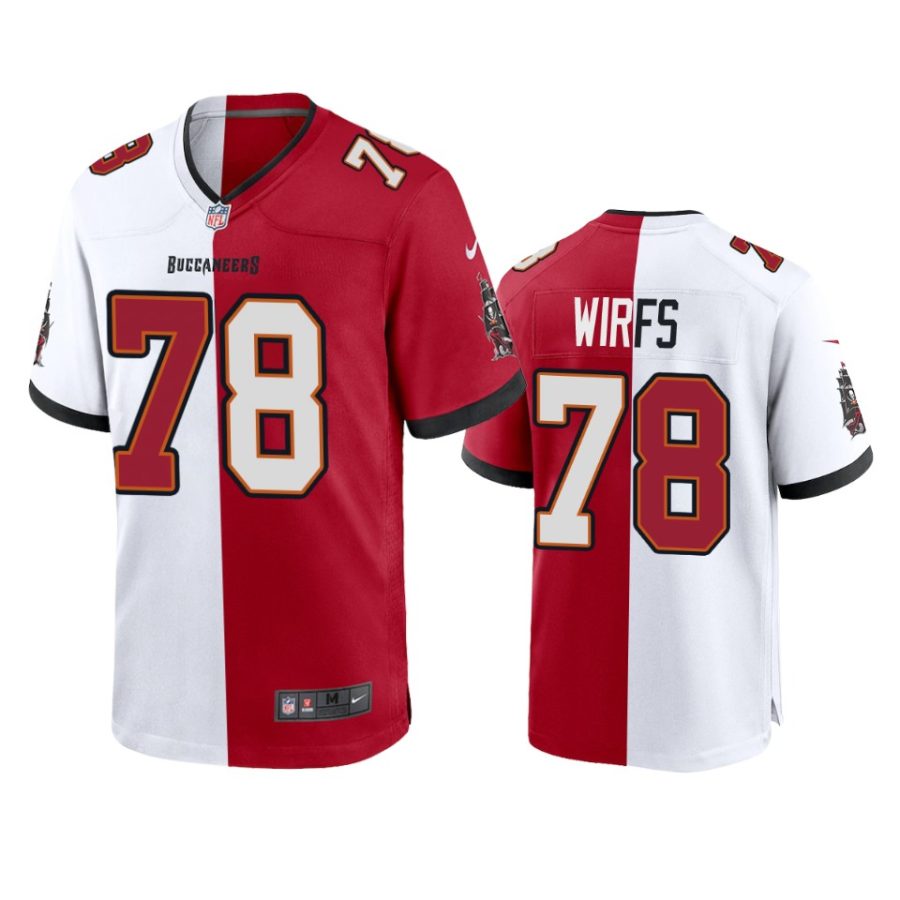 buccaneers tristan wirfs red white split two tone jersey