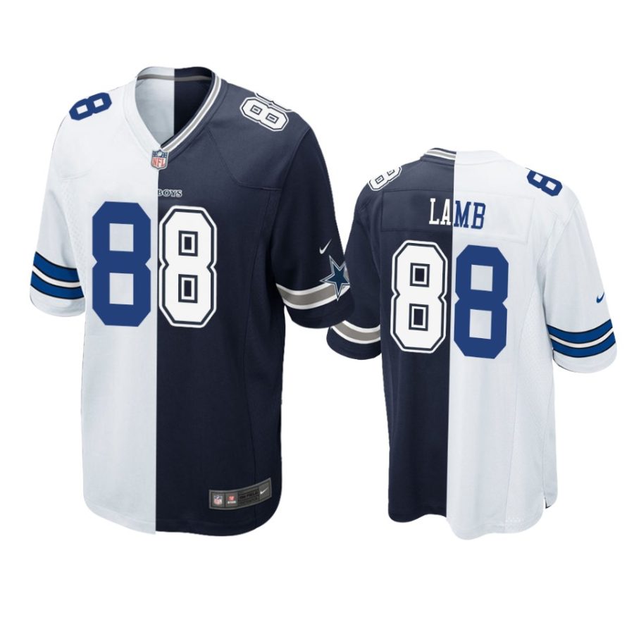 ceedee lamb cowboys navy white split game jersey