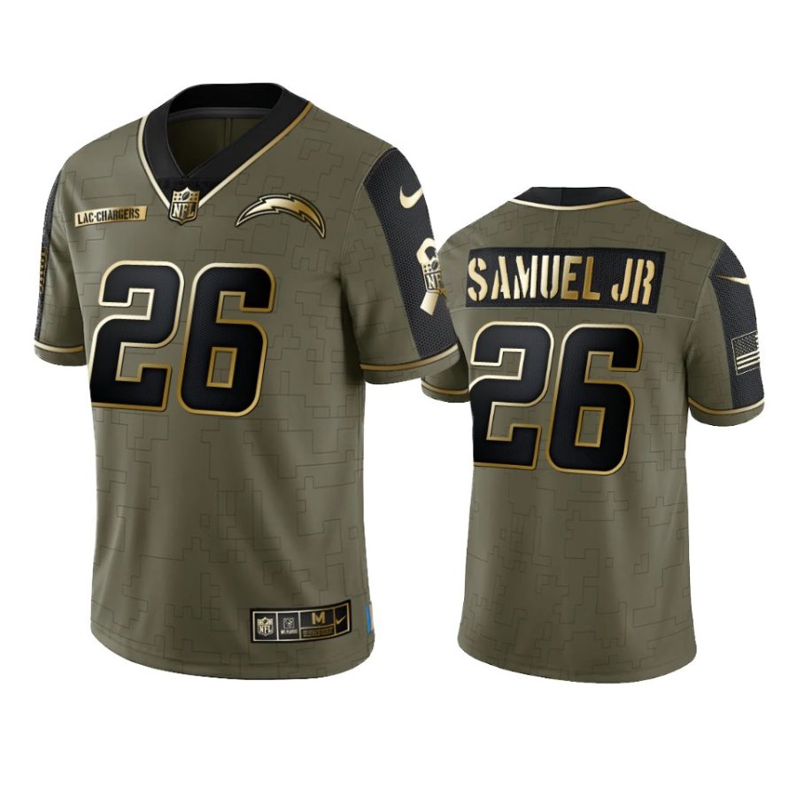 chargers asante samuel jr. olive gold limited 2021 salute to service jersey