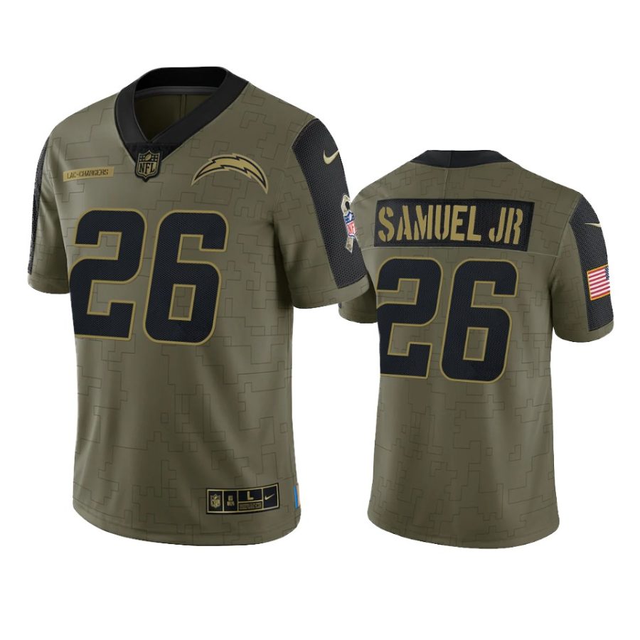 chargers asante samuel jr. olive limited 2021 salute to service jersey