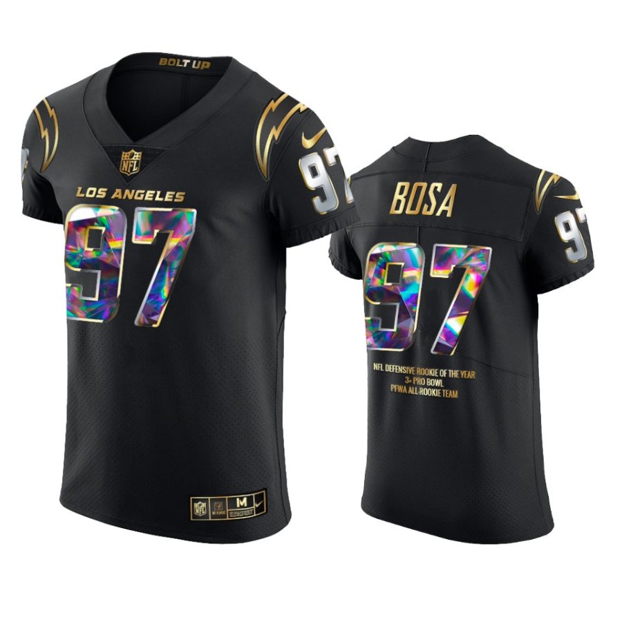 chargers joey bosa black career highlights diamond jersey