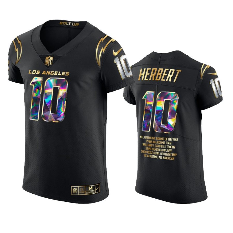 chargers justin herbert black career highlights diamond jersey