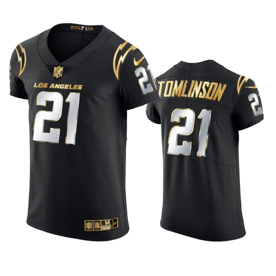 chargers ladainian tomlinson black golden edition elite jersey