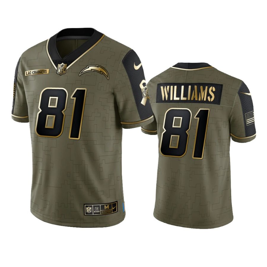 chargers mike williams olive gold limited 2021 salute to service jersey