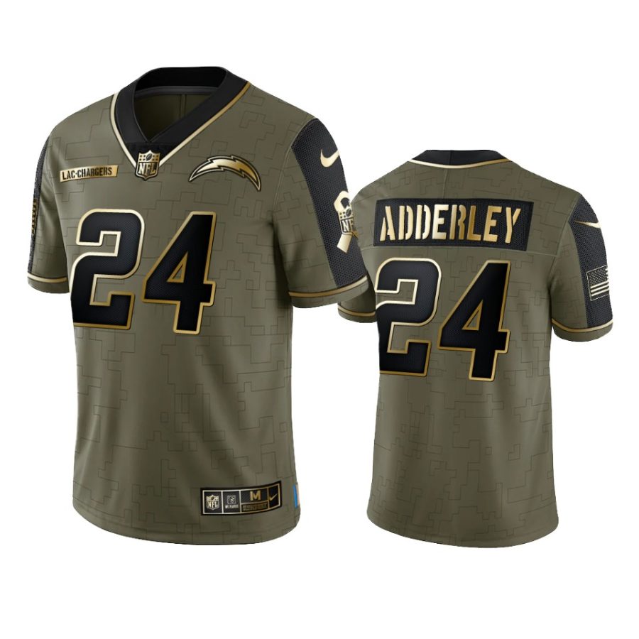 chargers nasir adderley olive gold limited 2021 salute to service jersey