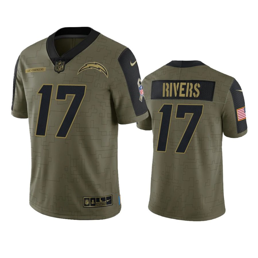 chargers philip rivers olive limited 2021 salute to service jersey