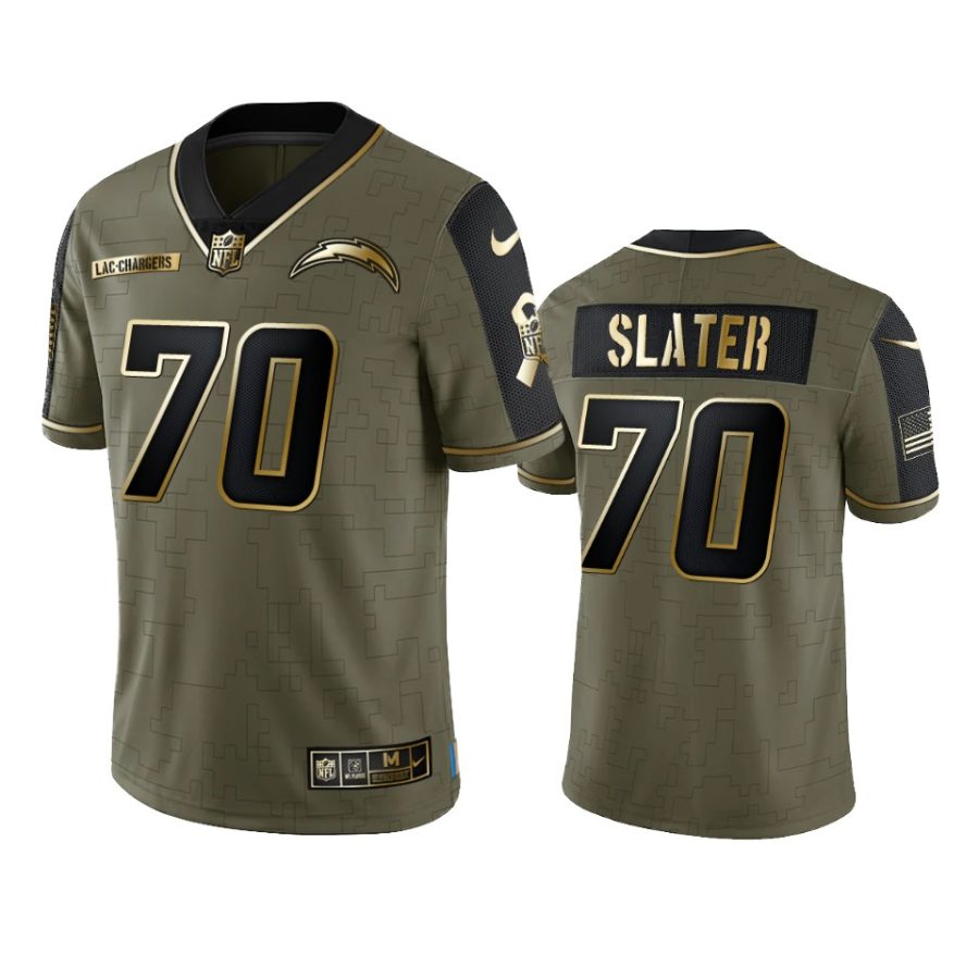 chargers rashawn slater olive gold limited 2021 salute to service jersey