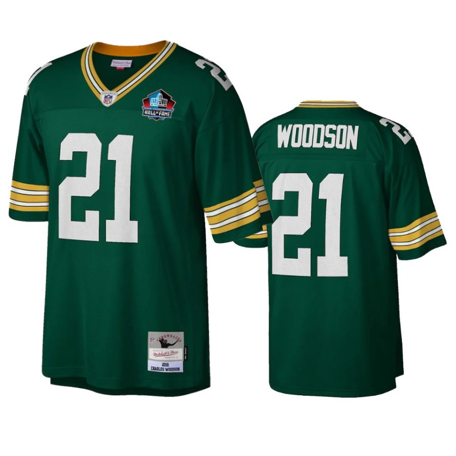 charles woodson packers green hall of fame patch legacy replica jersey