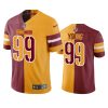 chase young commanders burgundy gold split jersey