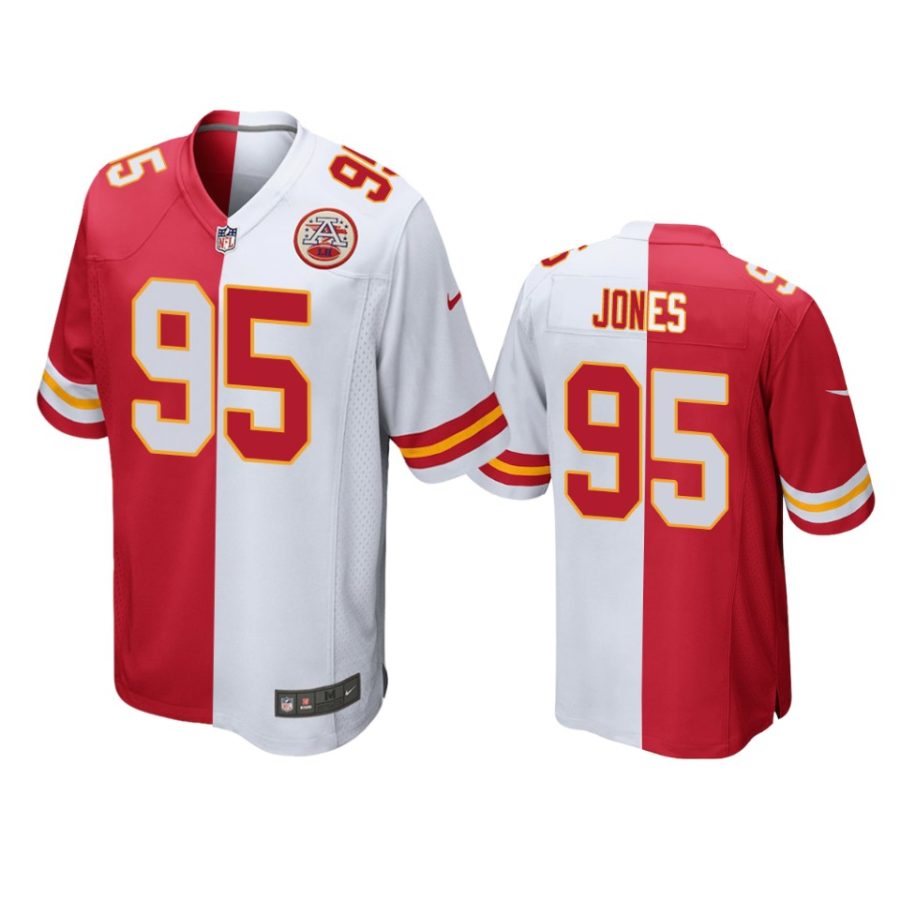 chiefs chris jones red white split two tone jersey