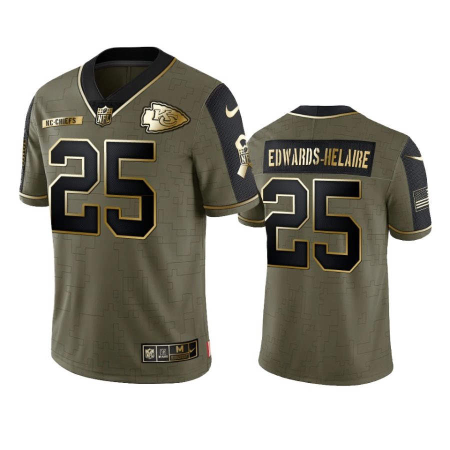 chiefs clyde edwards helaire olive gold limited 2021 salute to service jersey