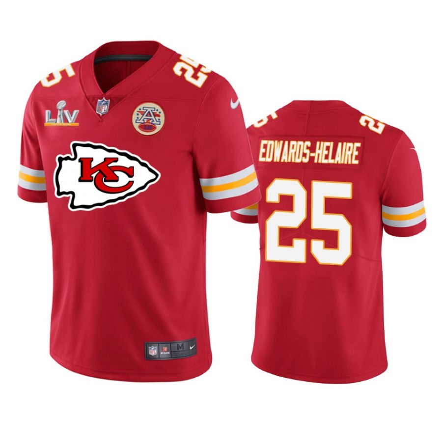 chiefs clyde edwards helaire red super bowl lv team logo jersey