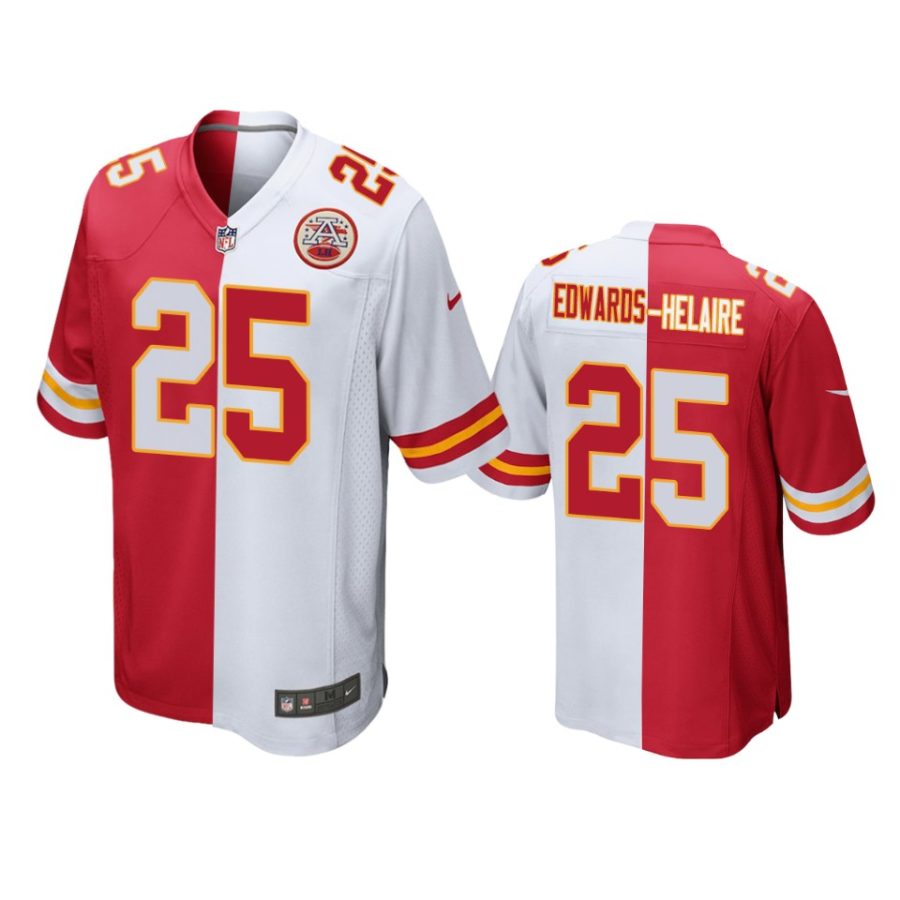 chiefs clyde edwards helaire red white split two tone jersey