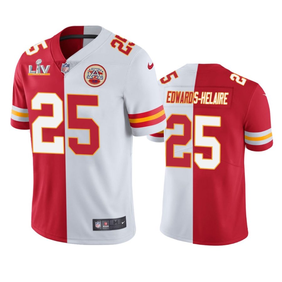 chiefs clyde edwards helaire red white super bowl lv split jersey