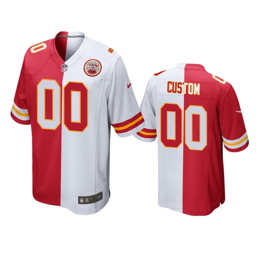 chiefs custom red white split two tone jersey