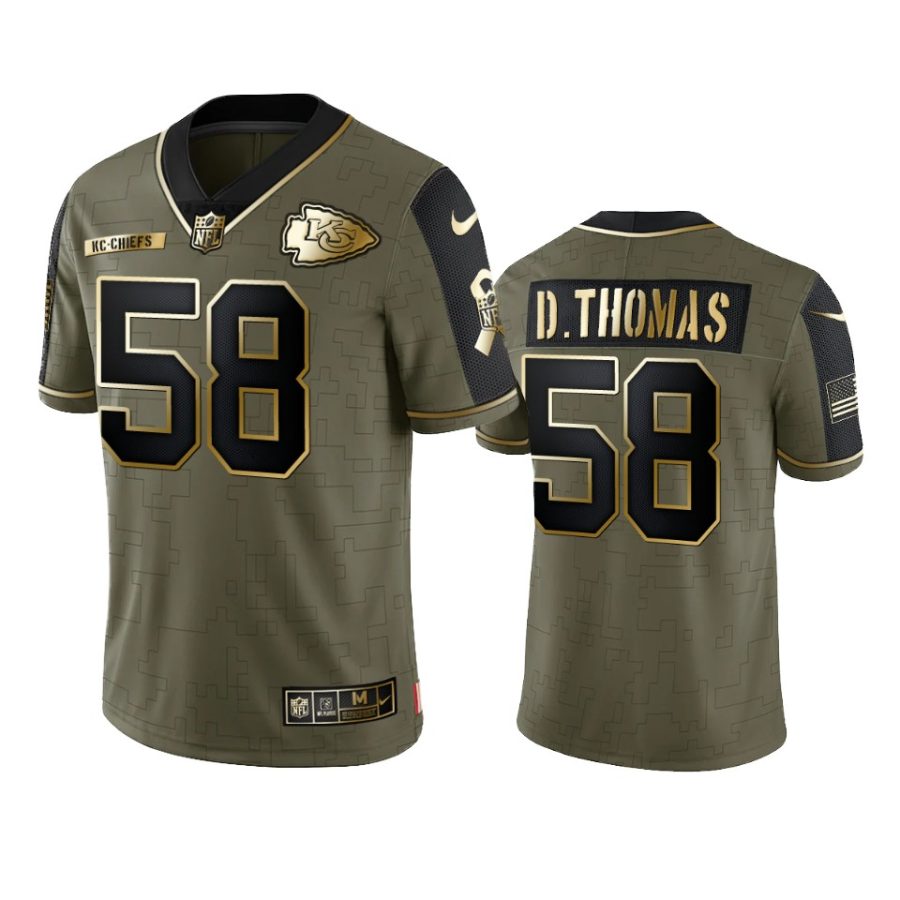 chiefs derrick thomas olive gold limited 2021 salute to service jersey