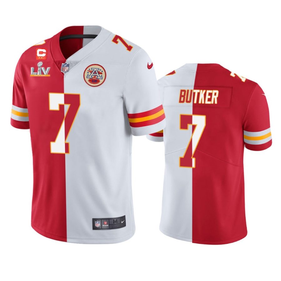 chiefs harrison butker red white super bowl lv split jersey