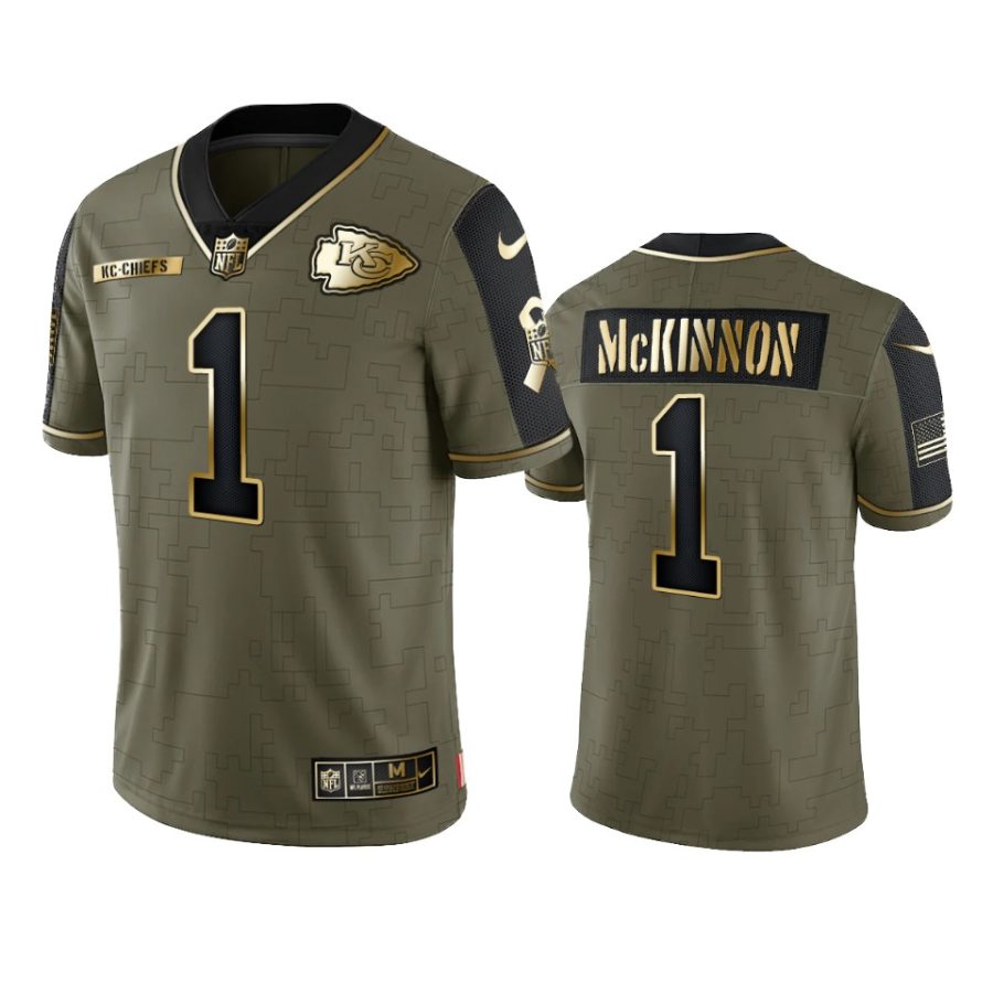 chiefs jerick mckinnon olive gold limited 2021 salute to service jersey